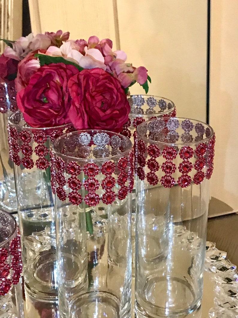 Wedding Centerpieces 6 cylinder vases with sparkling silver | Etsy