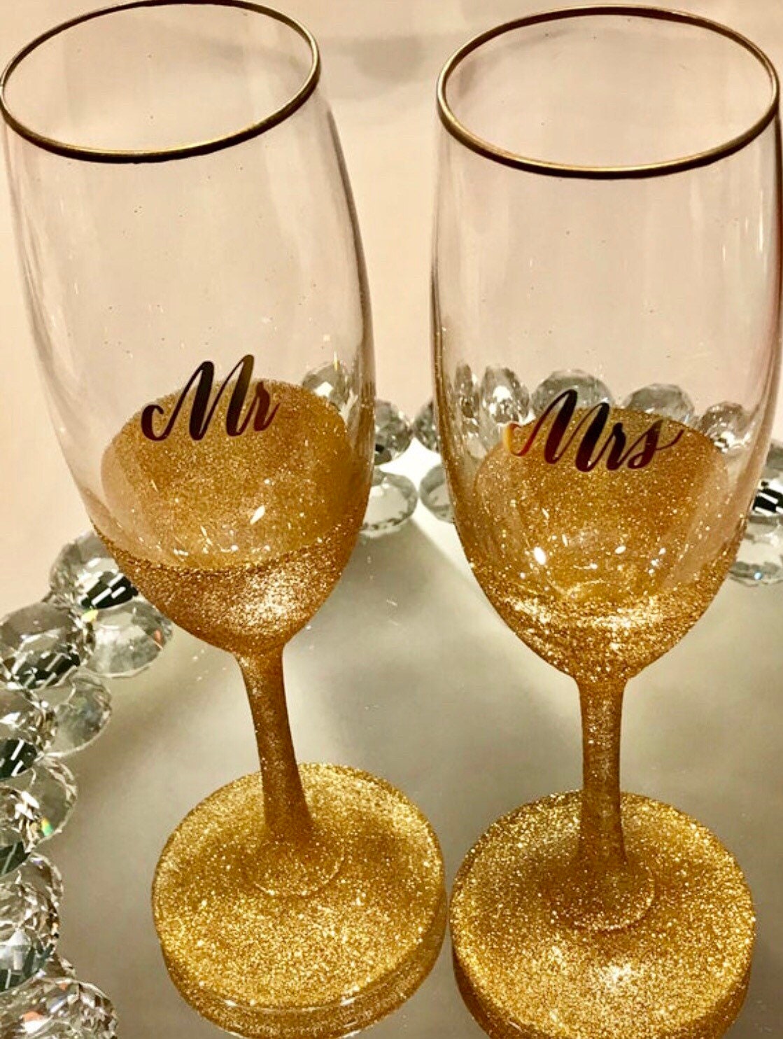 Personalized Champagne Flutes Toasting Glasses Mr Mrs Etsy