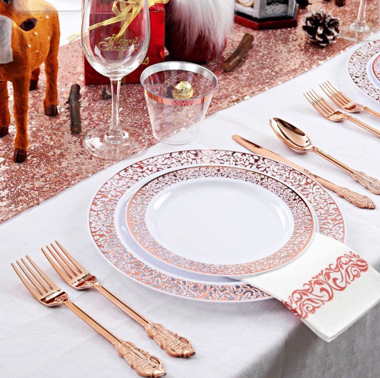 Disposable Plastic Dinnerware 350 Piece Set 50 of Each Rose Etsy