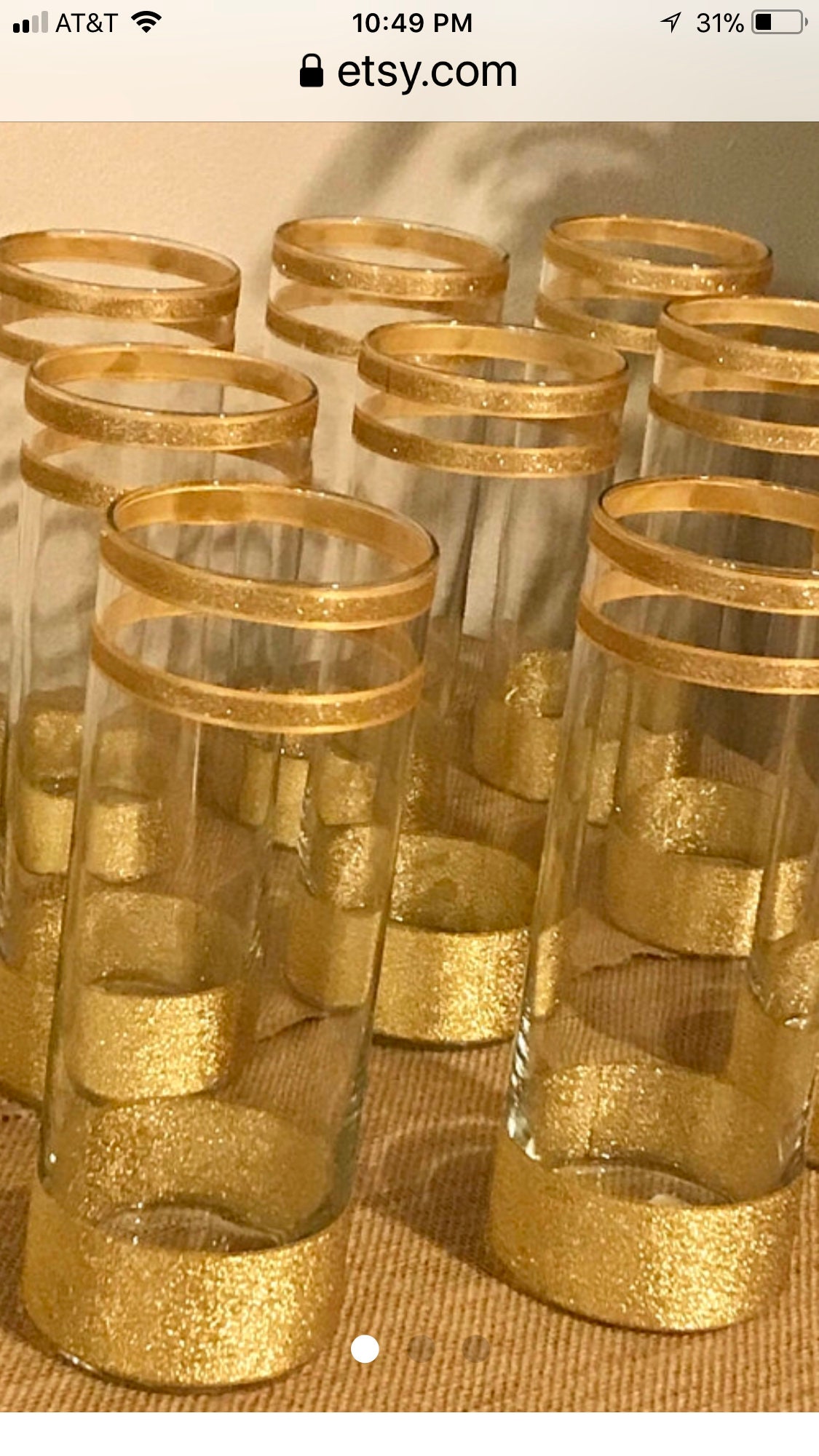 8 cylinder vases with gold ribbons Etsy