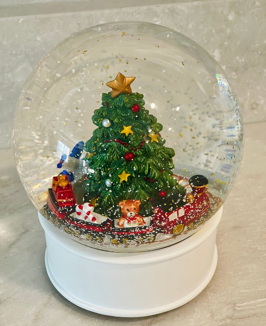 Large Musical Christmas Snow Globe, Water Globe, Christmas Tree and