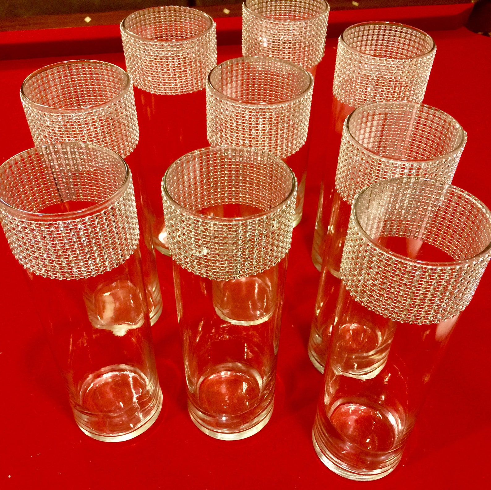 Wedding Centerpieces Cylinder Vases With Bling Rhinestone Etsy