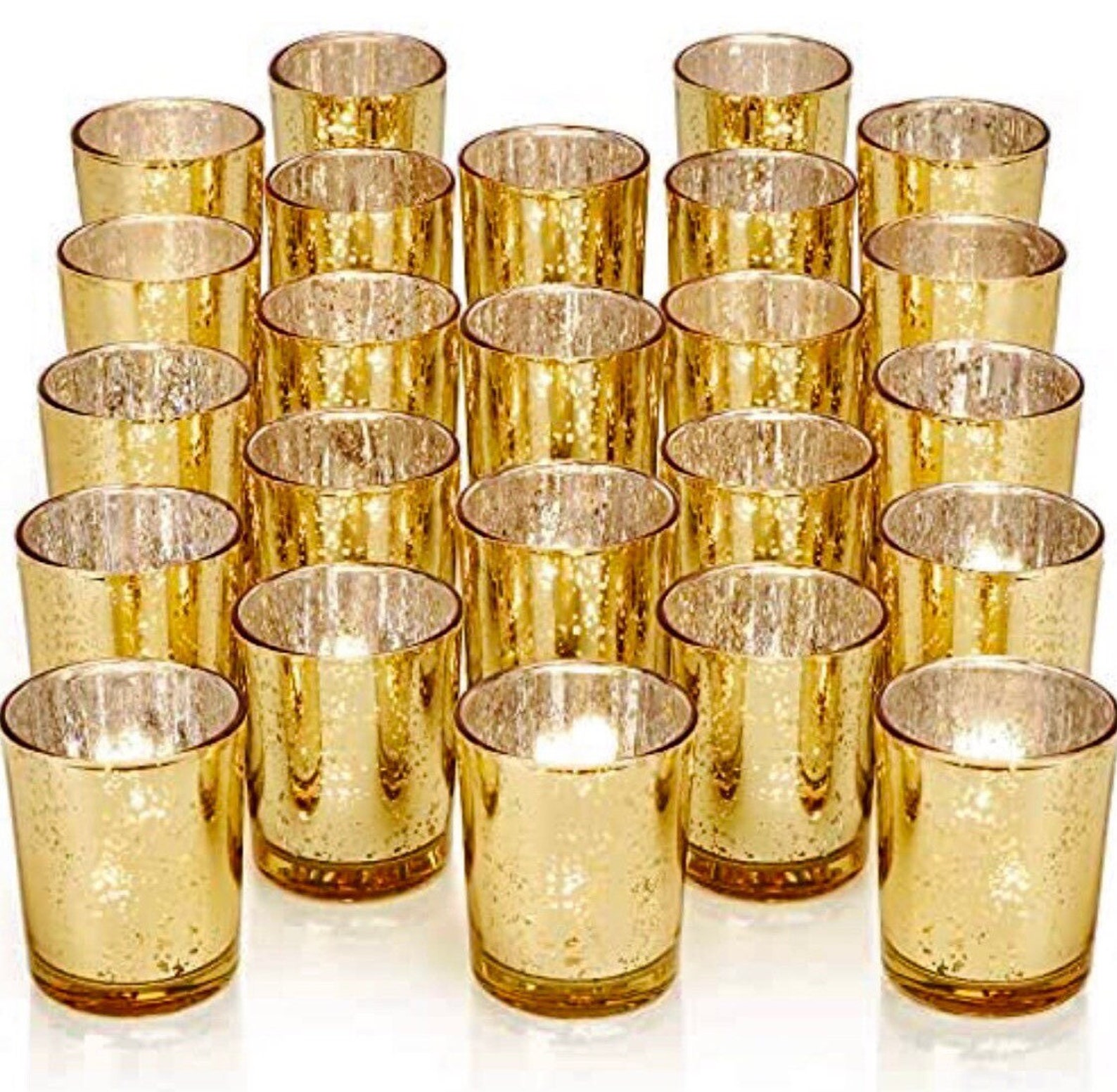 Gold Candle Holders Mercury Glass Votive or Tea Light Candle Etsy