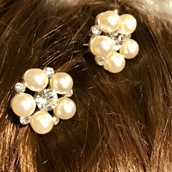 Two Gorgeous sparkly Bridal hair pins, Brides wedding hairstyle, bridesmaids hairstyles, prom hairstyles, crystal and pearl hair pins