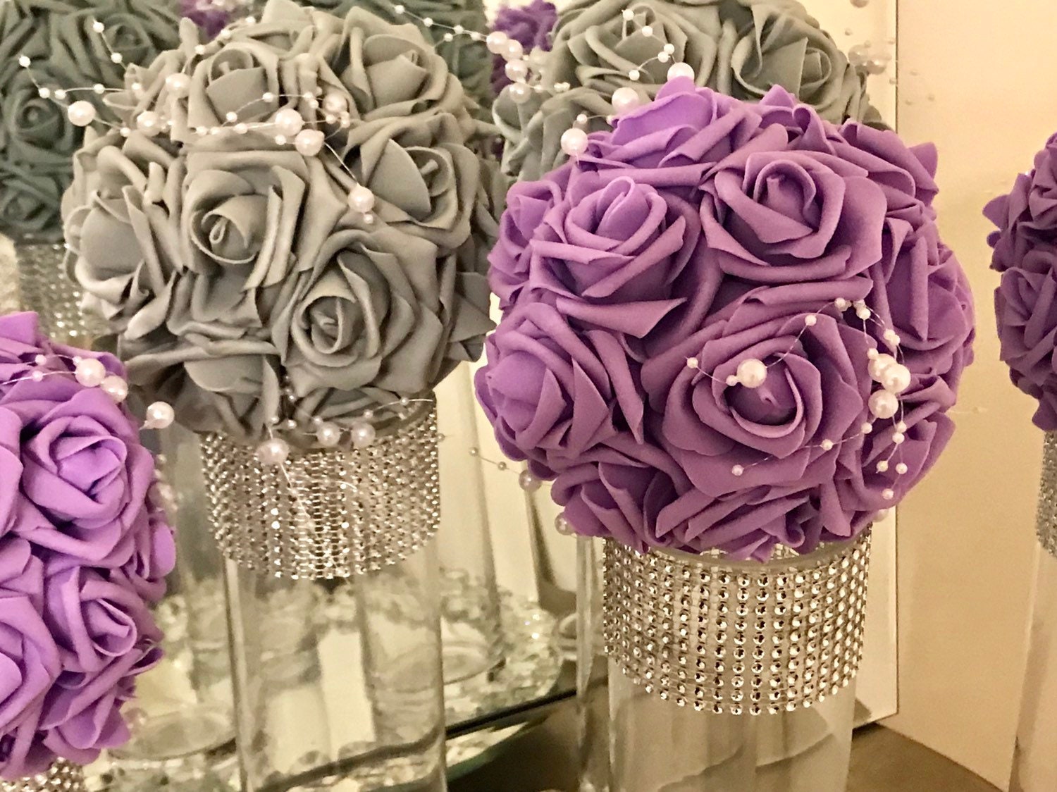 6 Flower Kissing Balls in Purple or Color of Your Choice With Etsy