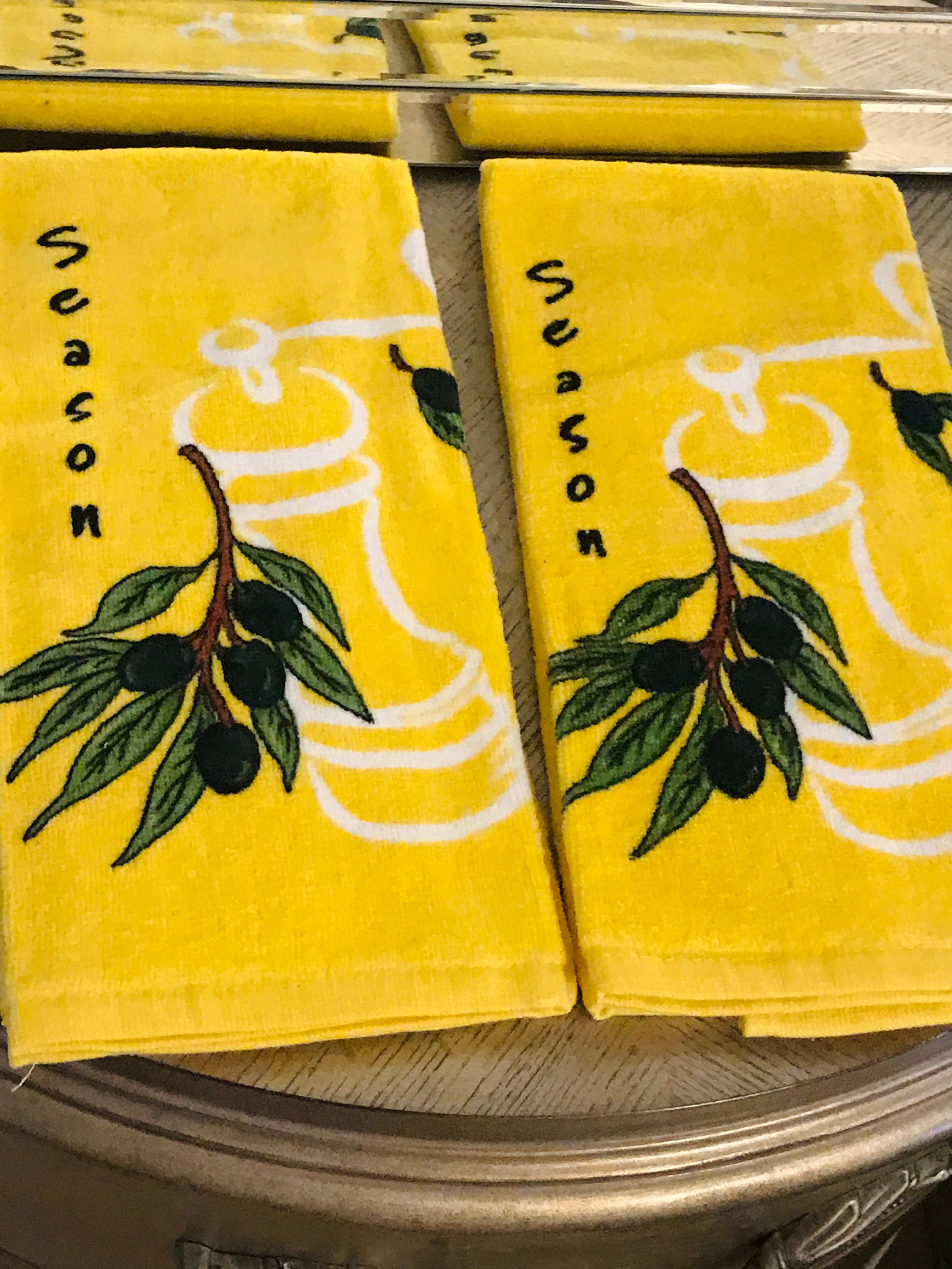 2 Kitchen hand Towels Bright yellow towels have a Peppermill Etsy