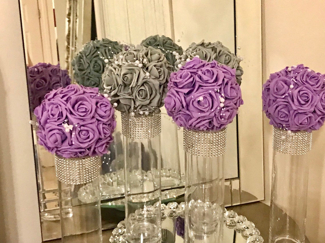 6 Flower Kissing Balls in Purple or Color of Your Choice With Etsy