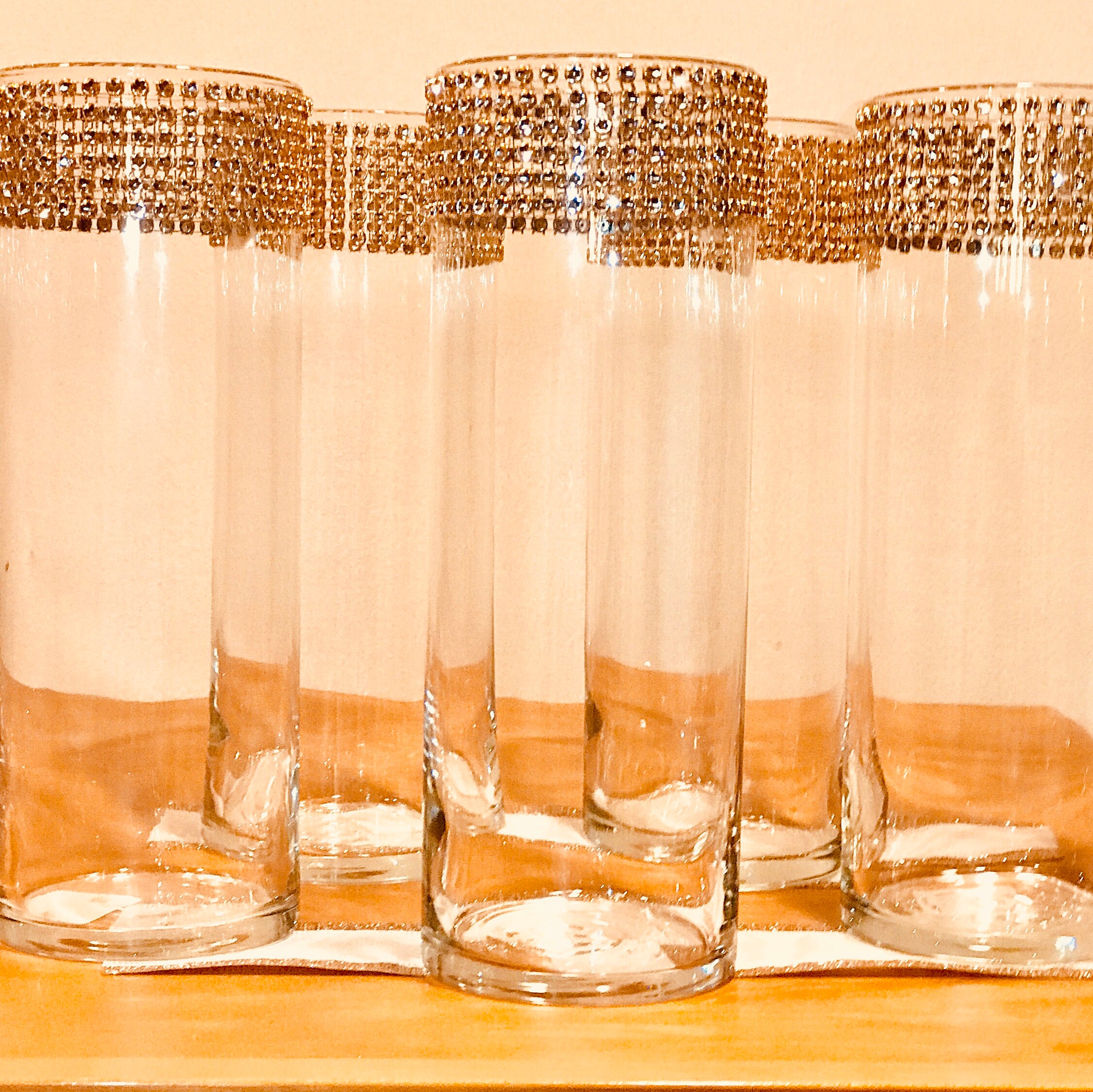 Centerpieces Vases Wrapped Diamond Rhinestone Gold Mesh Wrap Etsy