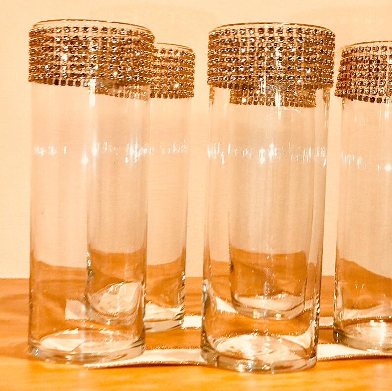 Centerpieces Vases Wrapped Diamond Rhinestone Gold Mesh Wrap Etsy