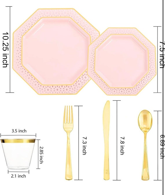 Assiette à manger jetable de 20 pièces de 7,5 po et plaque en plastique  noir de 10,25 po avec bord doré
