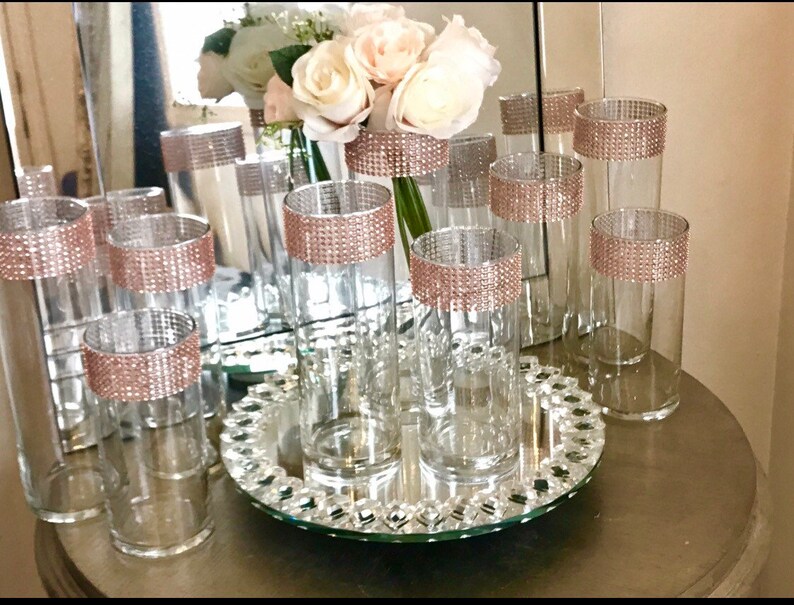 12 ROSE GOLD Centerpieces Cylinder Vases. Choose Your Color of Etsy