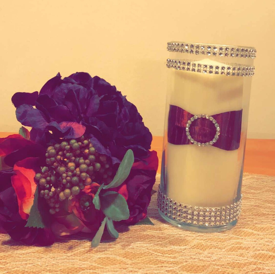 BEAUTIFUL unity candle 6 piece set faux rhinestone decorated Etsy