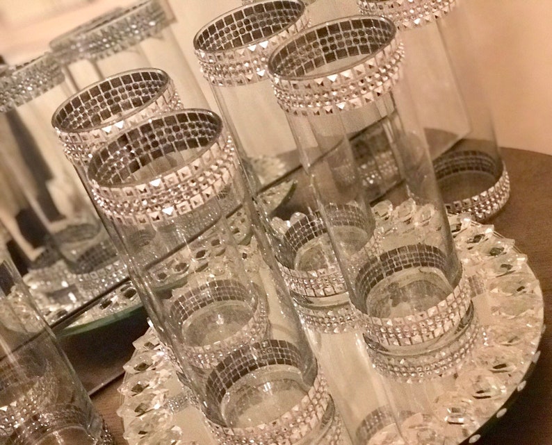 6 Or 12 Tall Cylinder Vases Beautifully Wrapped In Bling Wrap Etsy