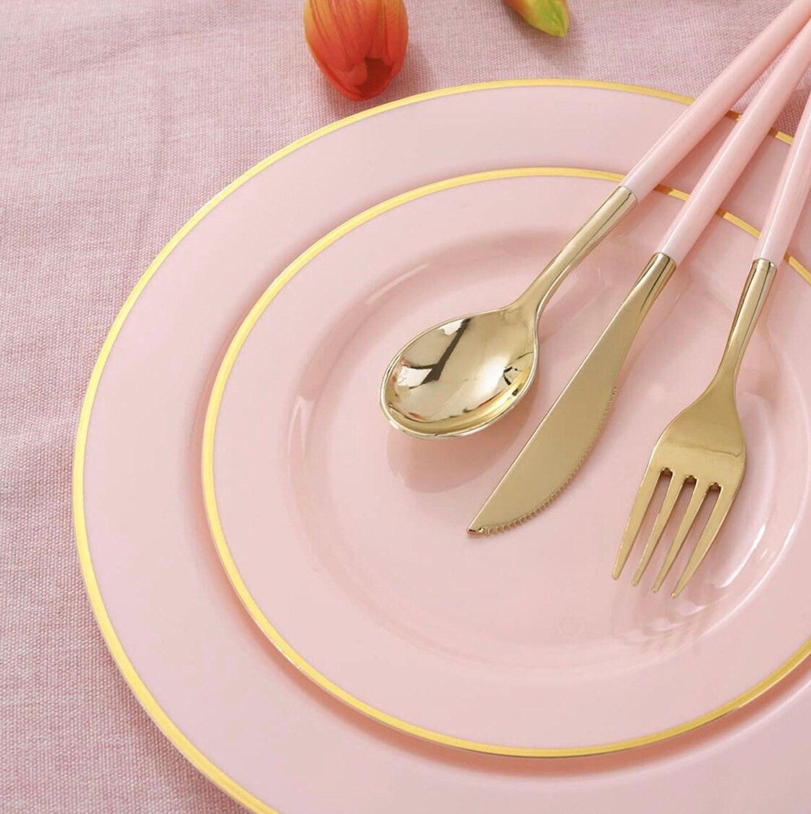 Disposable Pink Plastic Dinnerware 120 Piece Set 24 of Each Etsy
