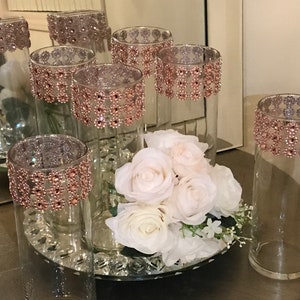 Wedding Centerpieces Vases 6 Vases With Sparkling Rose Gold - Etsy