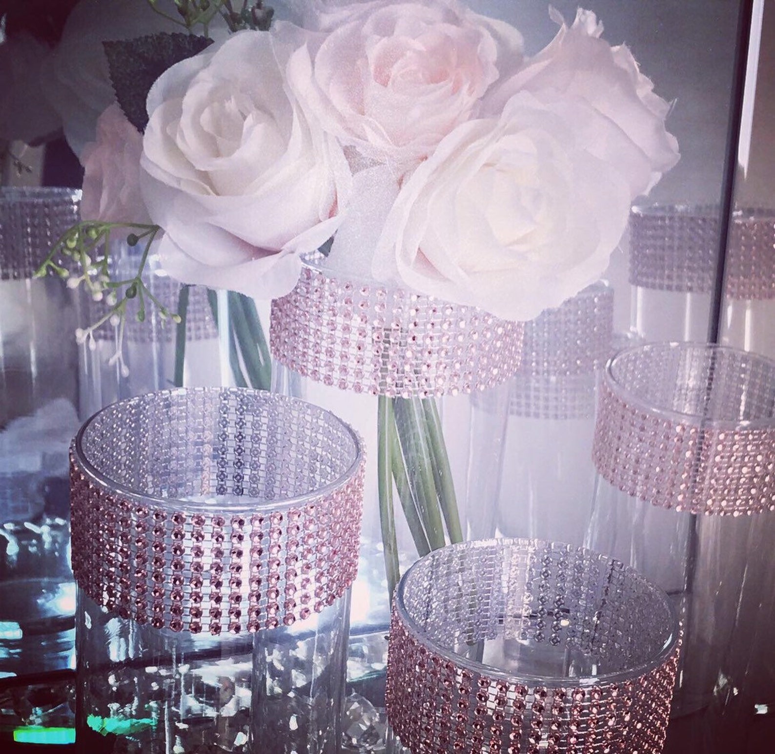 12 ROSE GOLD Centerpieces Cylinder Vases. Choose Your Color of Etsy