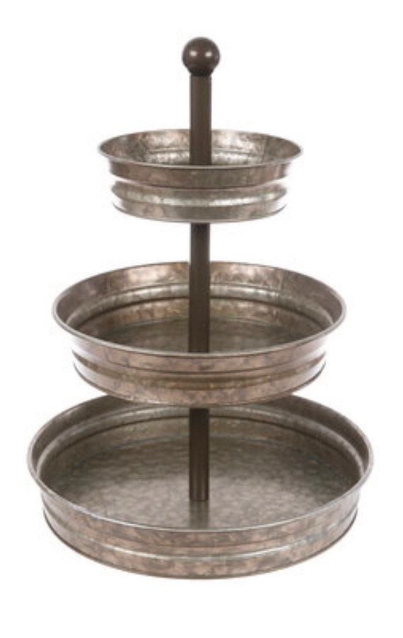 3 Tiered Tray Farmhouse Style Galvanized Steel Platters - Etsy