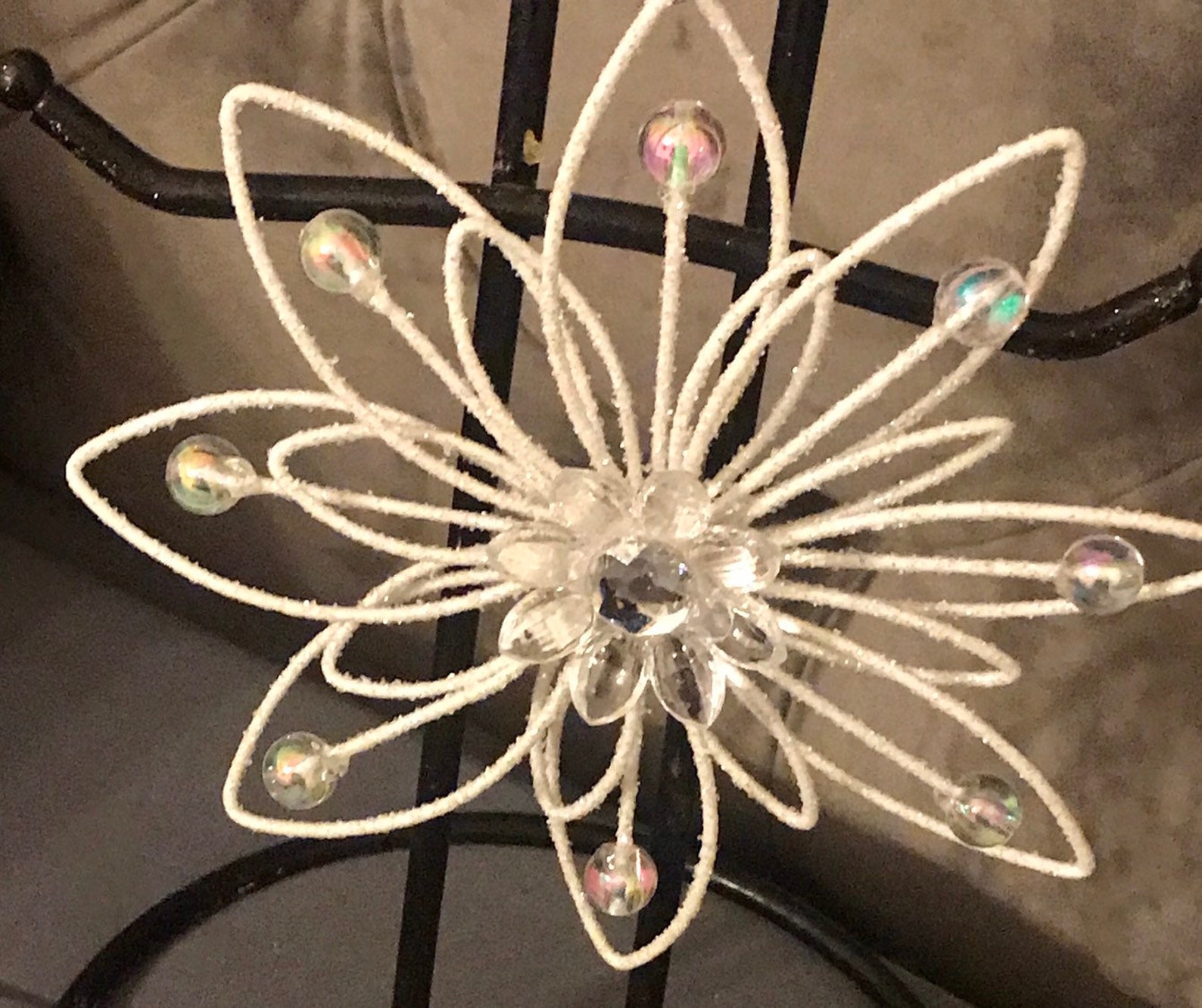 Christmas Tree Ornament White Flower With Sparkling Etsy