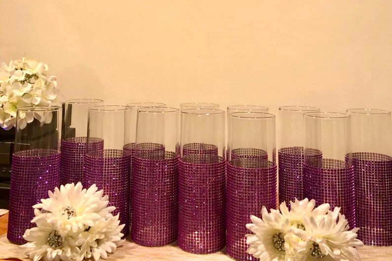 12 Wedding Centerpieces Vases Cylinders Wrapped With a Wide Etsy