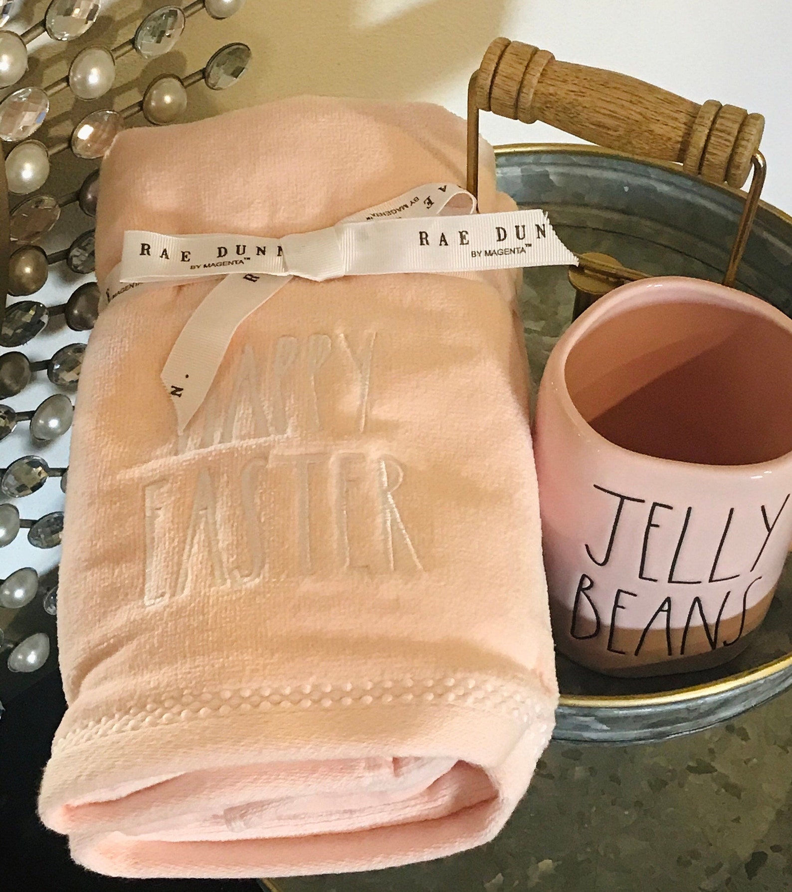 2 Rae Dunn Easter hand Towels Beautiful pale pink terry cloth Etsy