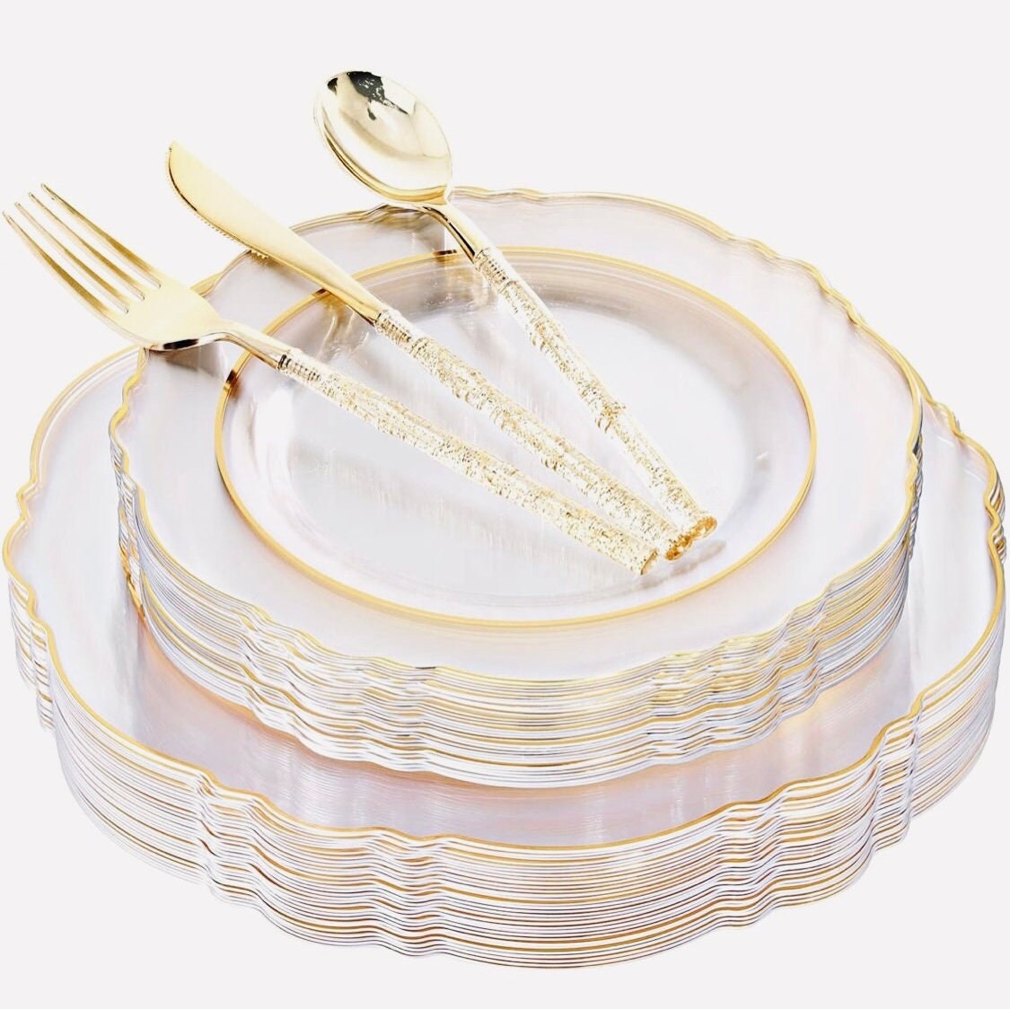 Clear and Silver Plastic Cutlery Set