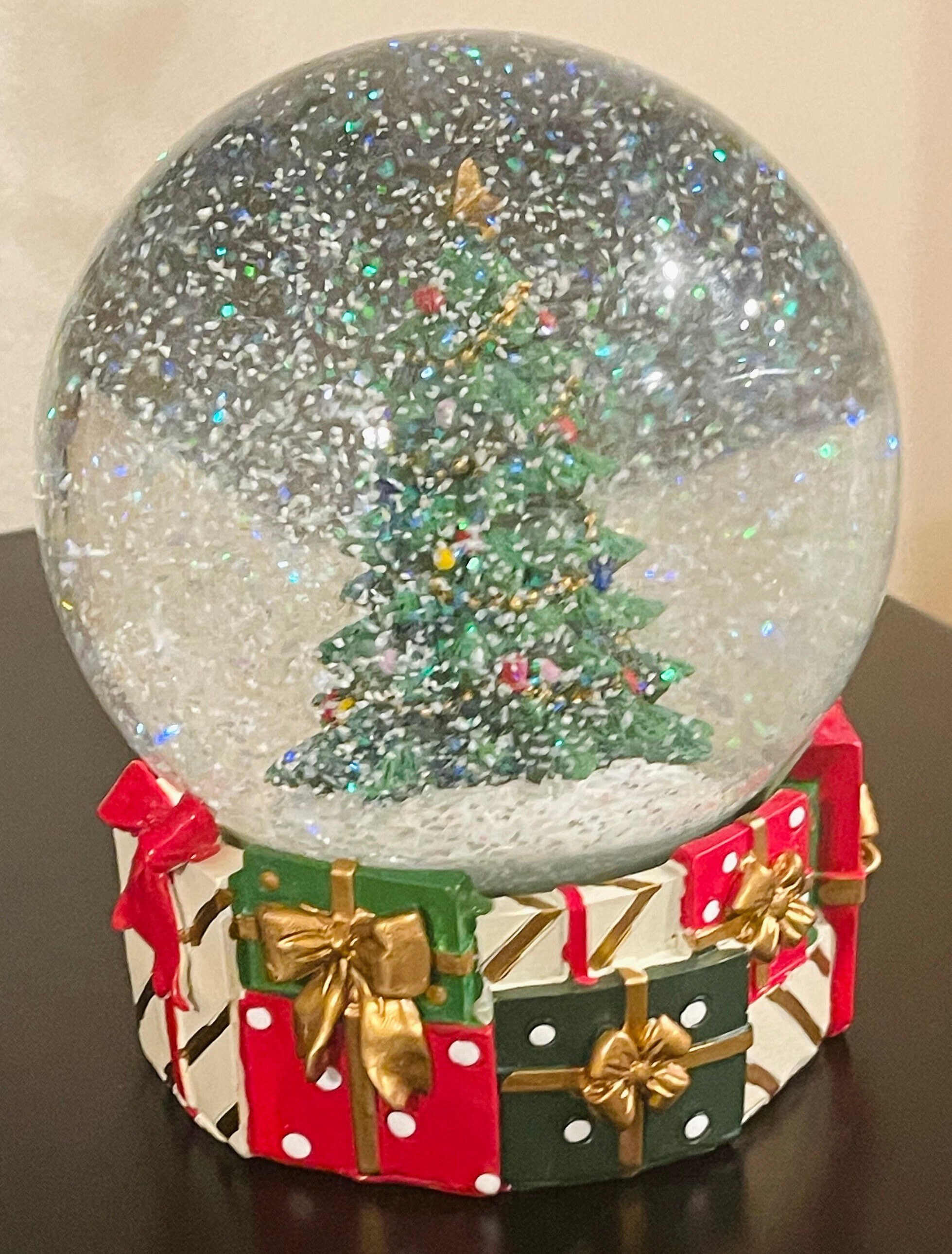 Musical Snow Globe Glass Water Globe Christmas Tree on Top Etsy