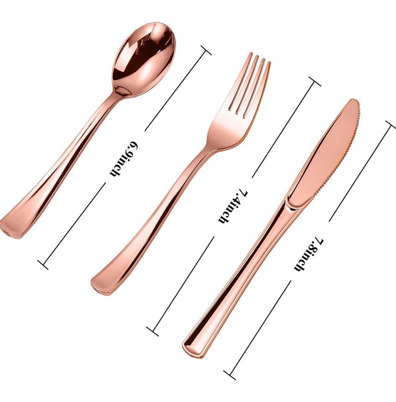 Silverware Rose Gold Plastic Silverware Set Durable Elegant Etsy