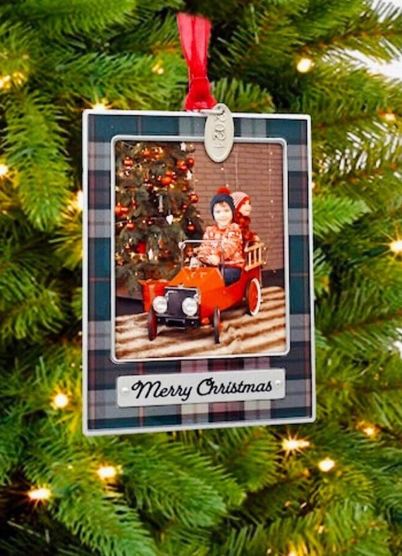 Christmas Picture Frame Ornament Plaid Design Personalized Etsy