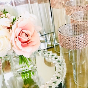 12 Centerpieces Cylinder Vases Sparkling Rose Gold Rhinestone - Etsy