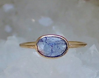 Tanzanite Ring, Solid 14k, Rose Cut Tanzanite, Minimalist Ring