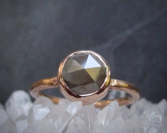 Rose Gold, Grey Diamond Ring, Rose Cut Grey Diamond, Unique Diamond Engagement Ring, 2 Carat, Conflict Free
