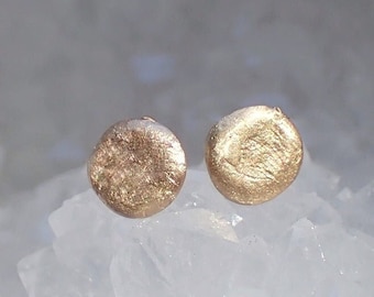 Simple Solid 14k Organic Gold Studs