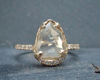 Icy White Shield Cut Diamond Ring