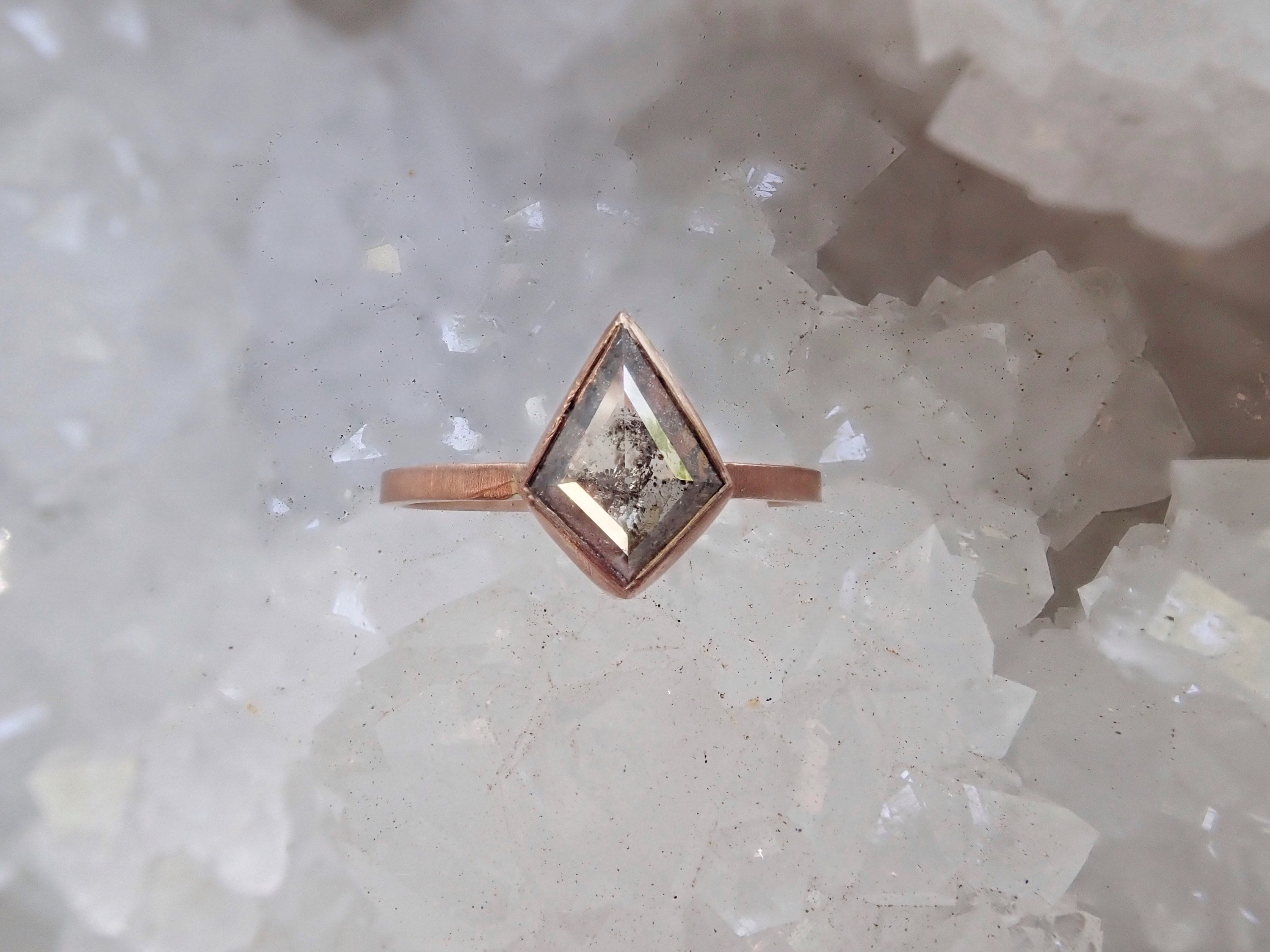 Handcrafted Salt And Pepper Kite Ring