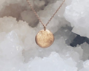 Solid Gold Handmade Coin Pendant, Raw Gold, Hammered Gold