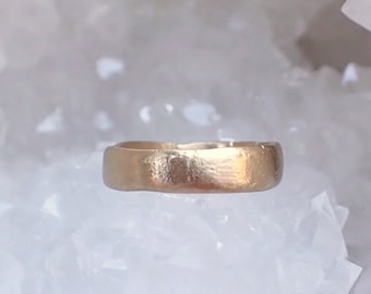 Raw Gold Ring, Rustic Gold,  Hammered Gold Band,  14k Gold, Natural Gold Wide Band