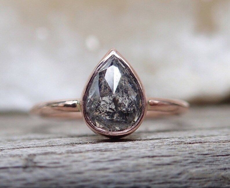 salt and pepper diamond engagement ring