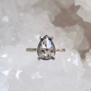 Custom: Pear Salt and Pepper Diamond Ring - mossNstone