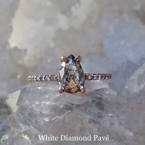 Custom: Pear Salt and Pepper Diamond Ring - mossNstone