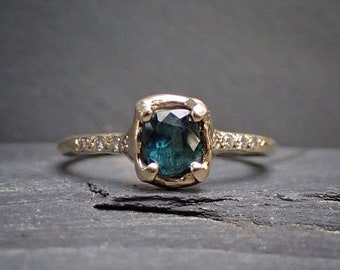 Natural Sapphire + Diamond Ring