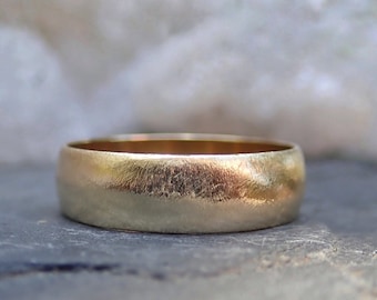 14k Gold Band, Men's 6mm Gold Wedding Band, Low Dome, Half Round, Man's Wedding Ring, Made To Order