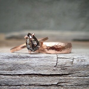 Custom: Pear Salt and Pepper Diamond Ring - mossNstone