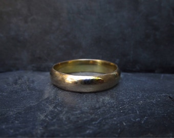 14k Gold Band, Men's 5mm Gold Wedding Band, Low Dome, Half Round, Man's Wedding Ring, Made To Order