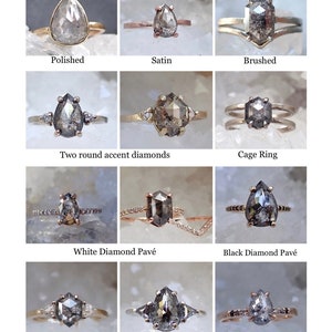 Custom: Pear Salt and Pepper Diamond Ring - mossNstone