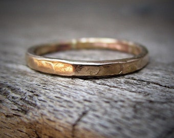 14k Gold Hammered Band, Rustic Hammered, Solid Gold Stacking Ring, 14k Hammered Wedding Band, Solid 14k Gold, Handmade Gold Stacking Ring