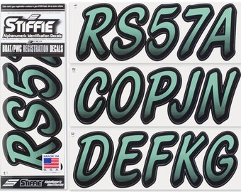 STIFFIE Whipline Cozumel/Black 3" Alpha-Numeric Boat Registration Numbers Identification Stickers Decals