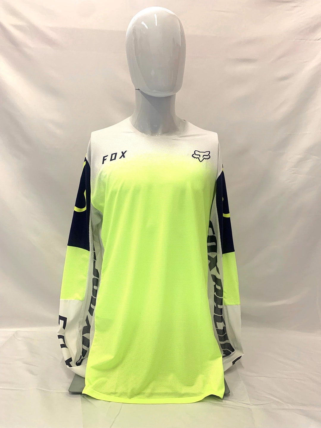 Maillot Fox Motocross – Jaune Néon, Manches Longues, Taille XL, Vintage
