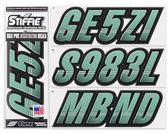 STIFFIE Techtron Cozumel/Black 3" Alpha-Numeric Boat Registration Numbers Identification Stickers Decals