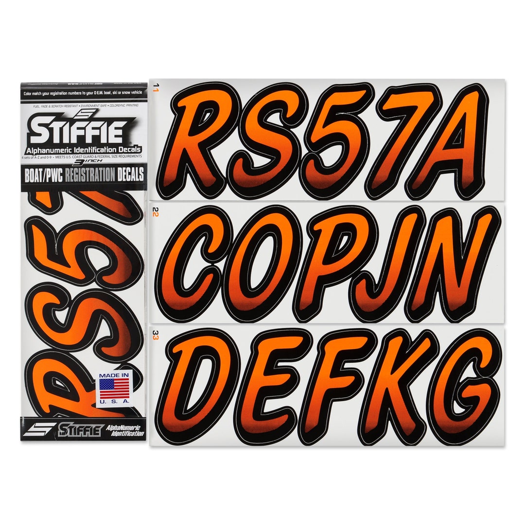 STIFFIE Whipline Electric Orange/black 3 Alpha-numeric - Etsy