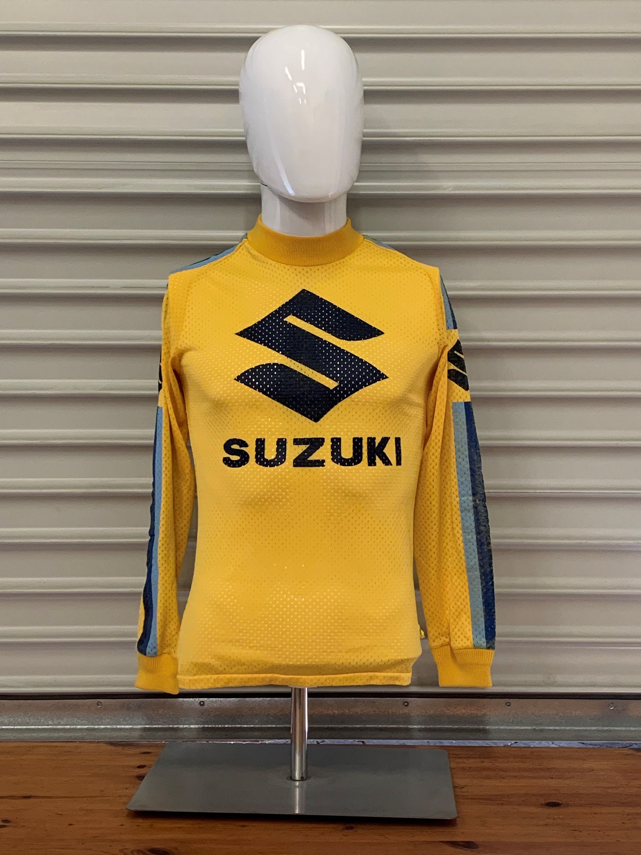 StiffieBrand Vintage 80's Suzuki Motocross Team Racing Mesh MX Jersey Small Long Sleeve MotoX